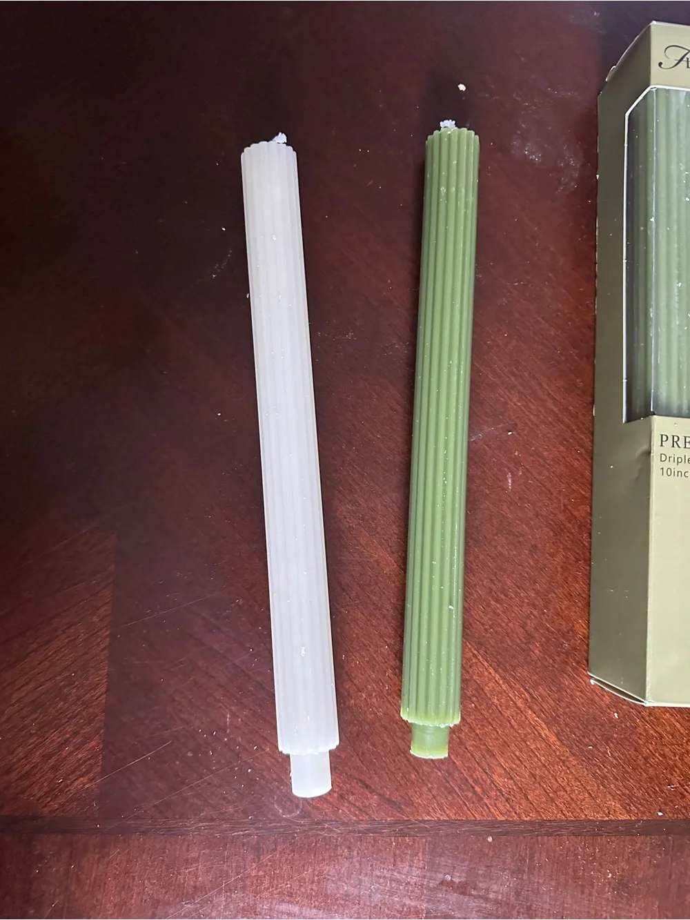4 Packages Premium Taper Candle Set - Green & White